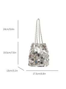 女士晚装手拿包，适合婚礼的闪亮晚装包，适合正式鸡尾酒会、婚礼的优雅亮片链条包，时尚奢华，适合任何场合 - 彩色 - 查看 9