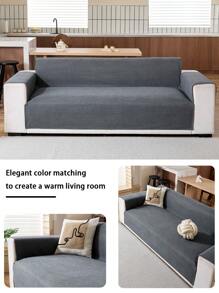 1pc Waterproof Corduroy Jacquard 4-Season Sofa Cushion Cover, Simplistic Modern Style Pet-Friendly Anti-Scratch Anti-Slip Sofa Slipcover, Suitable For 1/2/3/4-Seat Sofa In Living Room (Armrest Sold Separately)