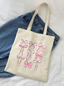 Fashionable And Simple Style Letters, Animals, Fishing, Bows, Ducks, Dinosaurs, Dogs And Other Elements Printed Canvas Bags, Shopping Handbags - Multicolor - View 10