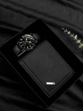 Gift Set - Classic Quartz Watch, Wallet And Gift Box, Wedding, Birthday, Anniversary, Teacher's Day, Company Party, Employee Gifts, Business Men's Accessories