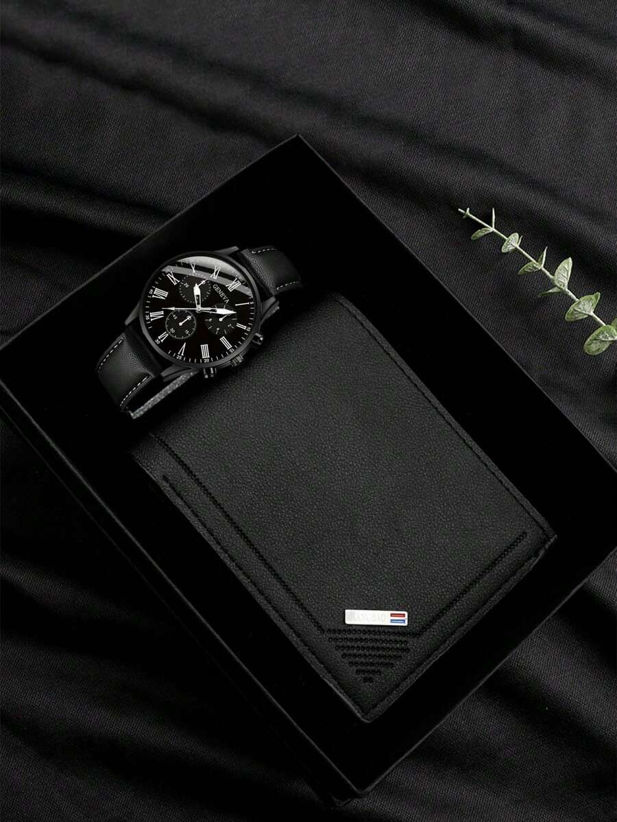 Gift Set - Classic Quartz Watch, Wallet And Gift Box, Wedding, Birthday, Anniversary, Teacher's Day, Company Party, Employee Gifts, Business Men's Accessories