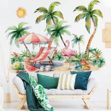 1PC Vibrant Summer Heat Wave Beach Party Wall Sticker, Art Decoration Sticker, PVC Waterproof Detachable Self-Adhesive, Suitable For Bedroom, Foyer, Living Room, Study, Cabinet Home Decoration, 14.9 * 19.6 Inch Gifts Birthday Graduation Room Decor Wall Decor Bathroom Decor Bedroom Decor Room Decoration Stuff Living Room Decor House Decor Home Decor Living Room Wall Art Wall Paper Stickers