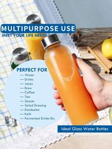 1pc Clear Glass Bottles With Lids 18 Oz And 24 Oz, Reusable Glass Water Bottles With Stainless Steel Cap For Juicing, Refrigerator, 100% Leak Proof, Glass Juice Bottles, Juice Cup, Coffee Cup, Drinking Sports Water Bottle For Fitness, Gym And Outdoor, Suitable For Both Cold And Hot Drinks, Mother's Day And Father's Day Gifts, Family Kitchen Party Office, Boyfriend And Girlfriend Gifts - Multicolor - View 5