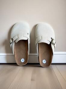 2025 Wiosna Nowość Retro Backless Slip-On Sandały Dla Dziewczynek, Skórzane Mokasyny Z Klamrą