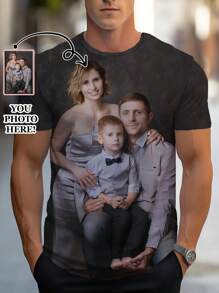 Customized Fashionable 3D T-Shirt, Suitable For Men,  And Family Photos, Casual And Comfortable Top, 100% Polyester, Round Neck Design, Machine Washable Ornamental,Dawg Stylish,Fashion,Hipster,Contracted,Easy Costume,Modest Fashion,Minimal Chic,Casual Custom,Unique,Personalized Ideal Gifts For Him Family,Boyfriend,Friends,Children