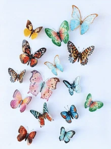 36 piezas Decoraciones de mariposas 3D realistas con alas de acuarela de colores, fáciles de colgar, aptas para decoración de bodas y fiestas, accesorios de ramos para el Día de la Madre, props para fotografía, decoraciones para fiestas en casa, regalos y decoraciones para el Día de la Madre, cumpleaños, graduación, despedida de soltera