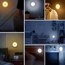 1 pieza Luz nocturna con sensor de movimiento LED - Blanco cálido suave, encendido instantáneo, lista para pasillos y baños. Fácil de usar, sensor automático, sin interruptor, aplicable para mesitas de noche, dormitorios, guarderías, gabinetes, escaleras. Diseño minimalista blanco, luz cálida/blanca, mini portátil, alimentada por USB, batería incorporada