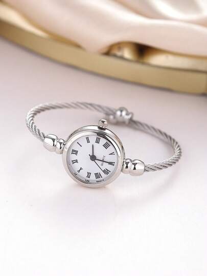 New able Schattige Bracelet Watch, Luxe Alloy Round Face Quartz Horloge Roman Numerals, Female