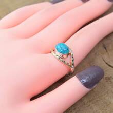 925 Sterling Silver And Brass Onyx Gemstone Jewelry Ring ~ December Month Birthstone ~ Natural Crystal Gemstone Ring ~ Gift For Valentine Day - 綠松石 - 查看 2
