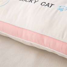 1pc Grade A Cute Embroidered Lucky Cat Couple Pillow, Filled With High-Elastic Fiber, Skin-Friendly And Comfortable For Sound Sleep, Scientifically Designed Zoned Support For Multiple Sleeping Positions, Highly Antibacterial, Bedding 3D Pillow