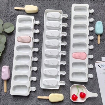 1 件波浪形冰棒模具，8 腔硅胶蛋糕模具，3D 冰淇淋和巧克力烘焙