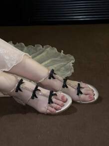 Women's Rhinestone Embellished Sandals, New 2025 Summer Style Suitable With Dress, Strappy Open Toe Thick Heels - Gold - View 2