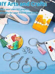 10/30/60 unidades Anillos partidos con cadenas, piezas de llaveros plateados con aros abiertos a granel de 1 pulgada/25mm para manualidades de llaves de pequeños negocios - Multicolor - Ver 4