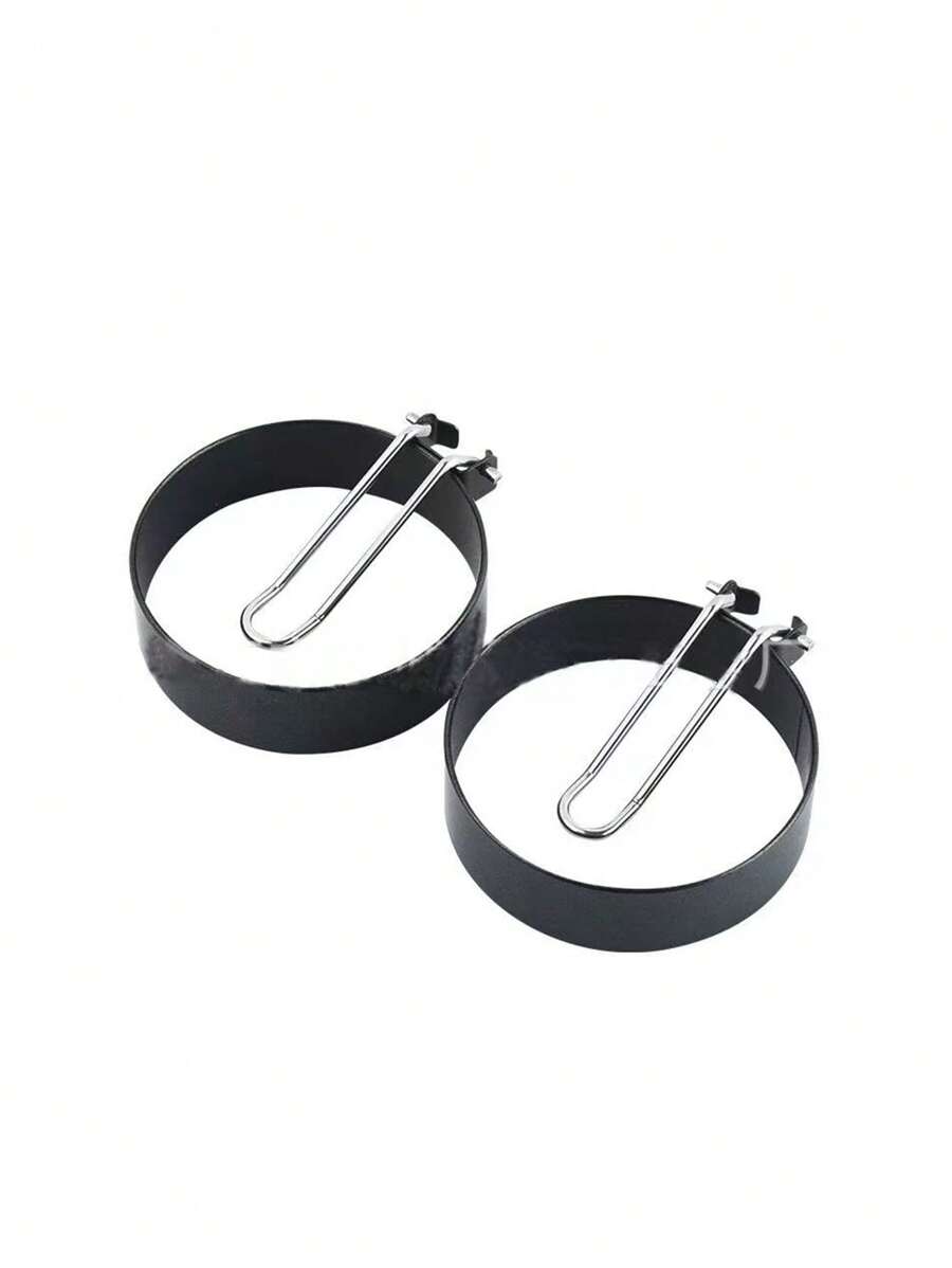 1 套厚创意煎蛋模具，圆形水波蛋圈模具，家庭烹饪工具 - 黑色 - 查看 1