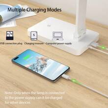 1pc Touch Control Table Lamp, Support Mobile Phone Charging, Three Levels Of Brightness Adjustment Desk Lamp, Suitable For Office Work And Reading - White - View 8