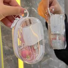Mini Przezroczyste Etui Zapinane Na Zamek Z Breloczkiem, Wielofunkcyjne Słuchawki, Pudełko Do Przechowywania Ładowarki, Akcesoria Podróżne Do Kluczy, Szminki, Przechowywanie Biżuterii, Przedmioty Nie Dołączone Prezenty Kobiety Dziewczyny