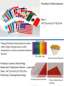 Ensemble de drapeaux de la Coupe du Monde à agiter à la main, Brésil, Angleterre et Espagne drapeaux multinationaux, drapeaux à agiter à la main pour événements sportifs, décoration de scène extérieure à grande échelle pour concerts, convient pour les supporters patriotes, 4 drapeaux de coins