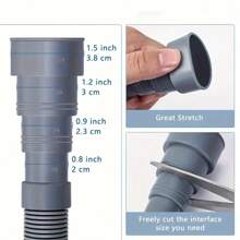 5pcs 1/2/3 Meters Extra Large Thick Extension Tube, Universal Multi-Size Outlet Water Hose, Washing Machine Drain Hose, Multi-Head Drain Hose For Dishwasher, Washing Machine Drain Pipe Extension