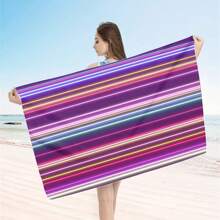 1pc Colorful Printed Beach Towel, 100% Polyester, Lightweight, Quick Dry, Absorbent, Modern Style, Rectangular Shape, Hand/Machine Washable, Suitable For Yoga, Travel, Swimming, Beach, Fitness, Camping, Bathroom, Valentine's Day, Birthday Gift Beach Essentials - Multicolor - View 25