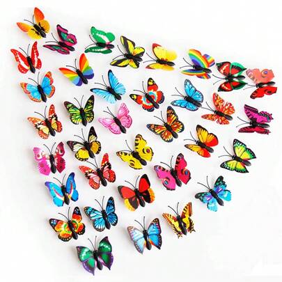 50 piezas de decoración de pared con mariposas - Alas de mariposa de plástico plegables, extraíbles, impermeables y reutilizables, para decorar la habitación, la sala de estar, el dormitorio, la guardería, fiestas, bodas, festivales, cumpleaños, graduación, baño, decoración del hogar
