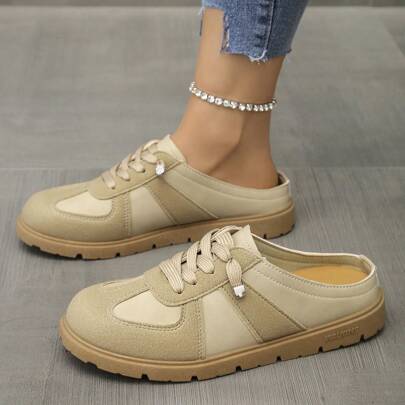 SHIHUA 2025 年夏季新品女式软底钩环平底穆勒凉鞋，百搭封闭式鞋头一脚蹬