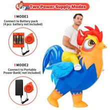 Disfraz hinchable de adulto de pollo montado, Traje de gallo divertido para cosplay, Disfraz inflable de Halloween para hombres y mujeres - azul - Ver 4
