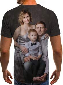 Customized Fashionable 3D T-Shirt, Suitable For Men,  And Family Photos, Casual And Comfortable Top, 100% Polyester, Round Neck Design, Machine Washable Ornamental,Dawg Stylish,Fashion,Hipster,Contracted,Easy Costume,Modest Fashion,Minimal Chic,Casual Custom,Unique,Personalized Ideal Gifts For Him Family,Boyfriend,Friends,Children