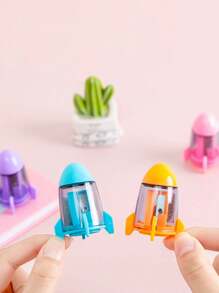 3pcs Creative Rocket/Spacecraft Shaped Single Hole Student Pencil Sharpener Office School Supplies