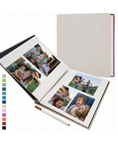 Álbum de fotos de lino con autoadhesivo, álbum de recortes para fotos de 2x3, 4x6, 5x7, 8x10, 10x12 pulgadas. Álbum de fotos DIY, regalo de cumpleaños para mujeres, mamá, bodas, almacenamiento familiar de viajes. Útiles escolares.