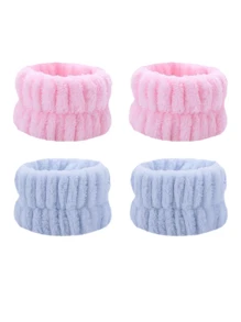 1/2/4pcs Facial Cleansing, Wristband, Moisture Resistant, Mother's Day Gift, Facial, Skincare Wristband, Mother, Solid Color, Washroom, Elastic & Sweat-Wicking Facial Cleansing Headband, Makeup Headband, Facial Headband, Skin Care Headband Bathroom Decor Fall Decor Back To School