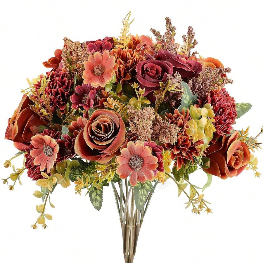 1/3 cái Hoa mẫu đơn nhân tạo lãng mạn Trung tâm hoa Cẩm tú cầu bằng nhựa Hoa hồng lụa Hoa cúc Cây giả Lá cho Phòng cưới Nhà Khách sạn Tiệc Sự kiện Quà tặng Năm mới Cắm hoa cầm tay cho Ngày lễ tình nhân Đám cưới/Nhà/Phòng ngủ/Phòng khách/Trang trí bàn/Bó hoa cô dâu/Ngoài trời Vườn Sinh nhật Tốt nghiệp, Trang trí mùa thu, Mùa thu - quả cam - Xem 1