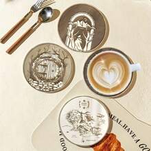 6 件/套圆形木盘采用耐热合成木材制成，是母亲节和情人节礼物的理想之选。这款防滑厨房配件套装适用于节日家居装饰和餐具，适合咖啡桌、公寓和酒吧，可容纳杯子和玻璃杯