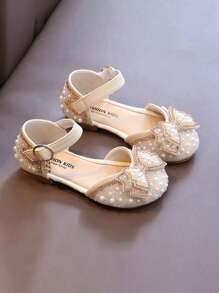 Scarpe per bambine, decorate con paillettes che imitano i diamanti, design a fiocco, rivestimento in pelle morbida, adatte per esibizioni, uso quotidiano e occasioni casual