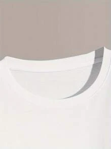 Men's Plain Round Neck Short Sleeve Casual T-Shirt, Simple And Fashionable, Suitable For Daily Wear, Spring/Summer - White - View 5