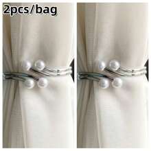 2pcs/1pc Luxury Pearl Alloy Curtain Tieback, Bedroom & Living Room Window Decor Accessories