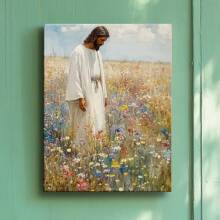 1 Pc, Framed Canvas Wall Art Jesus, Jesus, Art Print Canvas Poster, Canvas, Wall Art, Living Room, Kitchen, Bedroom, Bathroom, Classroom, Office, Dorm Room, Hallway, Cafe, Bar, Home, Home Decor, Wall Decor, Framed Wall Newspaper, Art Print, Wall Art, Holiday, Gift, Room Decoration. Home Decoration Festivals 4 - 黑色 - 查看 2