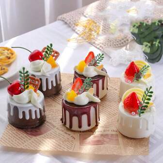 1pc Handmade Realistic European Style Jam Cake Fake Soft Bread Food Model, Birthday Cake Display, Graduation Photography Prop