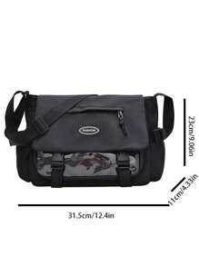 This Is A Shoulder Bag Made Of Nylon, With A Zipper Design That Is Smooth . The Shoulder Strap Is Equipped With A Connecting Ring And Comes With Front And Side Pockets For Storage. College Bag Sling Bag - Black - View 4
