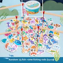 1 套木制字母钓鱼玩具 - 益智卡通海洋生物主题游戏，培养认知技能，互动亲子游戏，圣诞节、感恩节、复活节的理想生日礼物，随机款式鱼