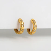 1 Pair Elegant Minimal Geometric Triangle Pattern Rhinestone Hoop Earrings For Women - Gold - View 3
