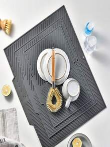1pc/3pcs,S/M/L,Silicone Kitchen Dish Drying Mat Drainer Mat Protection Heat Resistant Counter Top Mat Sink Non Slip For Coffee Shops Bars Tools(Gray/White) - Multicolor - View 2