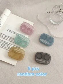 XIANG YU 1/3/5件复古别致糖果色迷你隐形眼镜盒彩色隐形眼镜盒套装带镜子小巧便携浸泡收纳套装眼部隐形眼镜彩色隐形眼镜万圣节