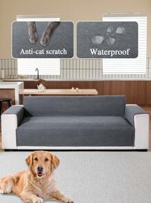 1pc Waterproof Corduroy Jacquard 4-Season Sofa Cushion Cover, Simplistic Modern Style Pet-Friendly Anti-Scratch Anti-Slip Sofa Slipcover, Suitable For 1/2/3/4-Seat Sofa In Living Room (Armrest Sold Separately)