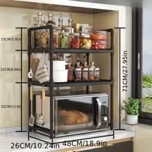 A Versatile Metal And Plastic Storage Rack, Shelving Rack, Baking Rack - Countertop Layered Kitchen Storage Organizer, Double-Sided Shelf With Hooks, No Power Required, Available In Black And White, With Two - And Three-Tier Options For Kitchen, Living Room, Bathroom And Lab Storage Racks. - Multicolor - View 6
