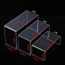 U Shape Acrylic Display Riser Stand, Clear Jewelry Display Riser Shelf Showcase For Dessert Cupcake Shoes Anime Figure Display - S 1PC - 查看 4