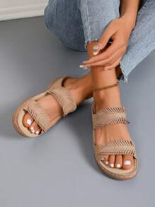 Women's Thick Sole Slippers, Casual Comfortable Flat Beach Sandals For Summer