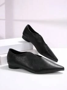 女士平底玛丽珍鞋，时尚黑色和米色，舒适尖头粗跟，低跟一脚蹬设计，适合工作、休闲、派对、角色装扮、春秋季 - 黑色 - 查看 7