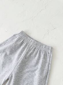 2 stuks/set babymeisjes schattige hartprint korte mouwen T-shirt en shorts set, zomer