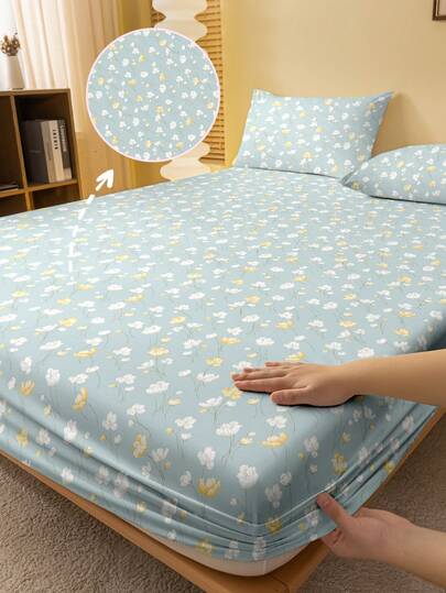 1件套印花水洗床笠，卧室印花床罩，床垫罩，床垫保护套，防尘罩，床上用品（不含枕套）