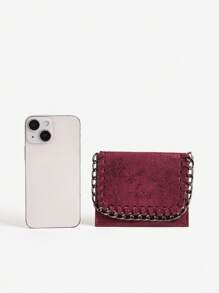 Y2K Fashion Personalized Rock Style Simple Short Chain Card Holder Coin Purse Clutch Wallet For Women Wallet Mini Wallet Purse Wallet Card Wallet - Burgundy - View 6